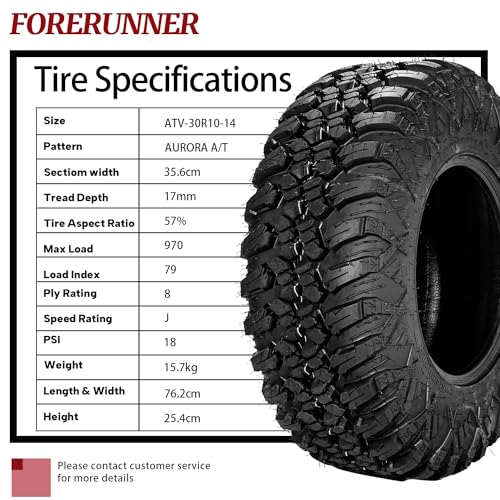 Image of FORERUNNER 30x10R14 ATV Tires, All Terrain AURORA (Pack of 2, Tubeless) | FORERUNNER 8PR 30x10R14 ATV UTV Trail Mud Sand Off-Road Tires