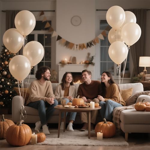 Image of Cream Balloons 10 Pack 36 inch Latex Party Neutral Round Beige Sand White Balloons for Birthday Wedding Baby Shower Gender Reveal Party Decoration