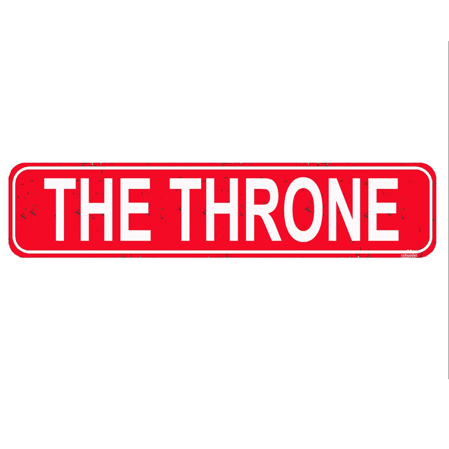 The Throne Sign Funny Bathroom Restroom Toilet El Bano Rustic Man Cave Vintage Novelty Street Farm House Garage Wall Decor Metal Sign Red 4x16 Inch
