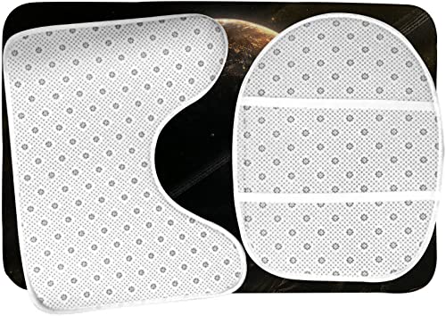 Badezimmerteppich-Set, 3-teilig, Naturwelt, Landschaft, Braune Erde, Berglandschaft, waschbare Badteppiche, rutschfest, mit Rückenpolster, Konturteppich und Toilettendeckelbezug – Bild 6