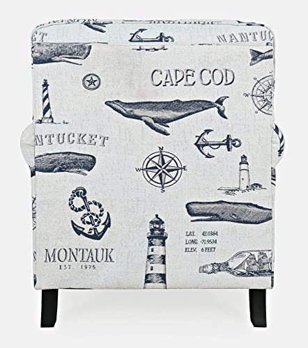 Jofran Seafarer Coastal Nantucket Cape Nautical Upholstered Accent Chair, Natural #TOP1