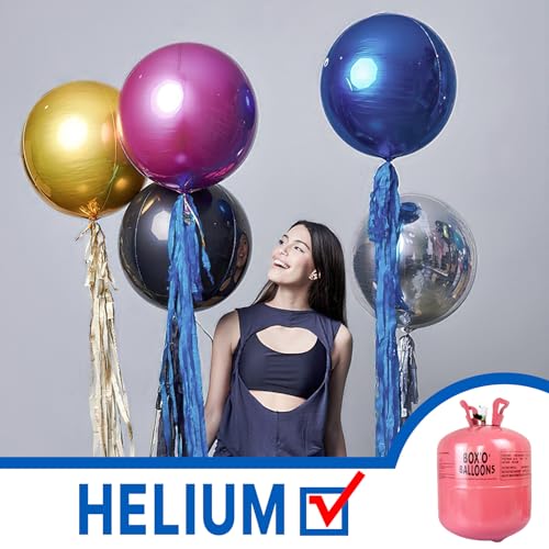 Image of PartyWoo Navy Blue Large Round Giant 4D Jumbo Foil Balloons 6pcs 22 Inch