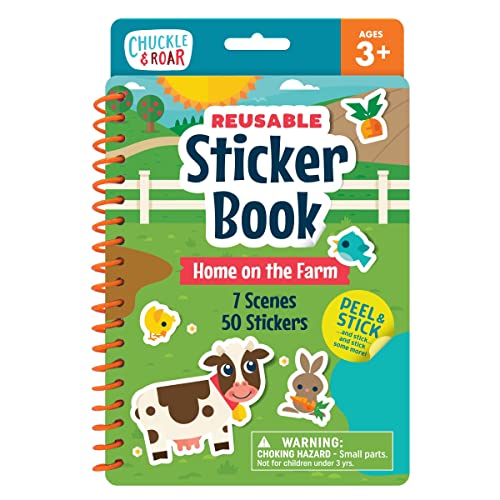 Chuckle & Roar Reusable Sticker Book: Farm 7 Farm Scenes + 45 Premium Reusable Stickers Mess-Free Arts & Crafts Travel Activity for Toddlers Durable On-The-Go Sticker Play Set Ages 3+