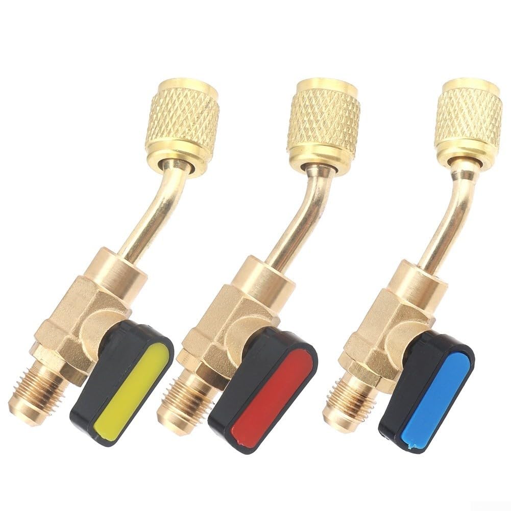 Válvula de bola de cobre para juego de mantenimiento HVAC, kit adaptador R410A con conector SAE Flare para válvula de servicio para montaje R32 R22, herramienta de aire acondicionado RV