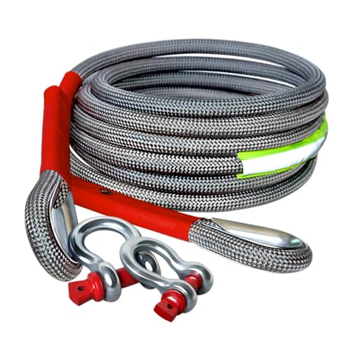 Corda di traino per recupero cinetico Cinghie di traino da 1 x 16 piedi per impieghi gravosi (39.000 libbre) con 2 grilli ad anello, fune in nylon per camioncino 4WD SUV ATV UTV (5m18t)