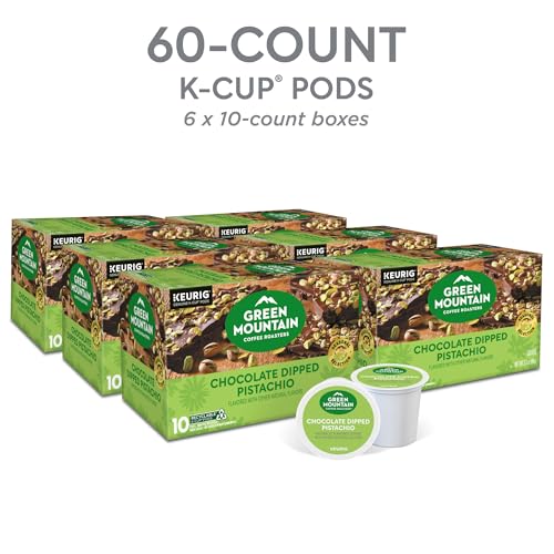 Image of Green Mountain Coffee Roasters Chocolate Dipped Pistachio, Single-Serve Keurig K-Cup Pods, 6 Boxes of 10 (60 Count Total)