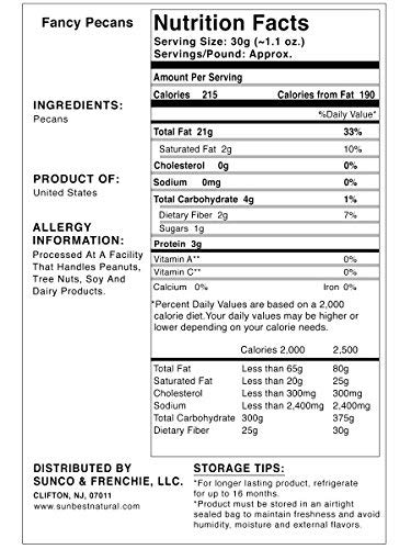 SUNBEST NATURAL Fancy Georgia Raw Pecan Halves, Raw, Unsalted, No Shell, Resealable 2 lb. Bag - Thumbnail 5