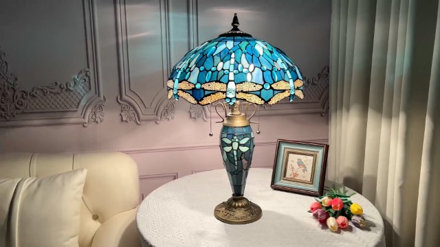 ARTZONE Tiffany Table Lamp with Nighlight [W16''xH24''], Tiffany