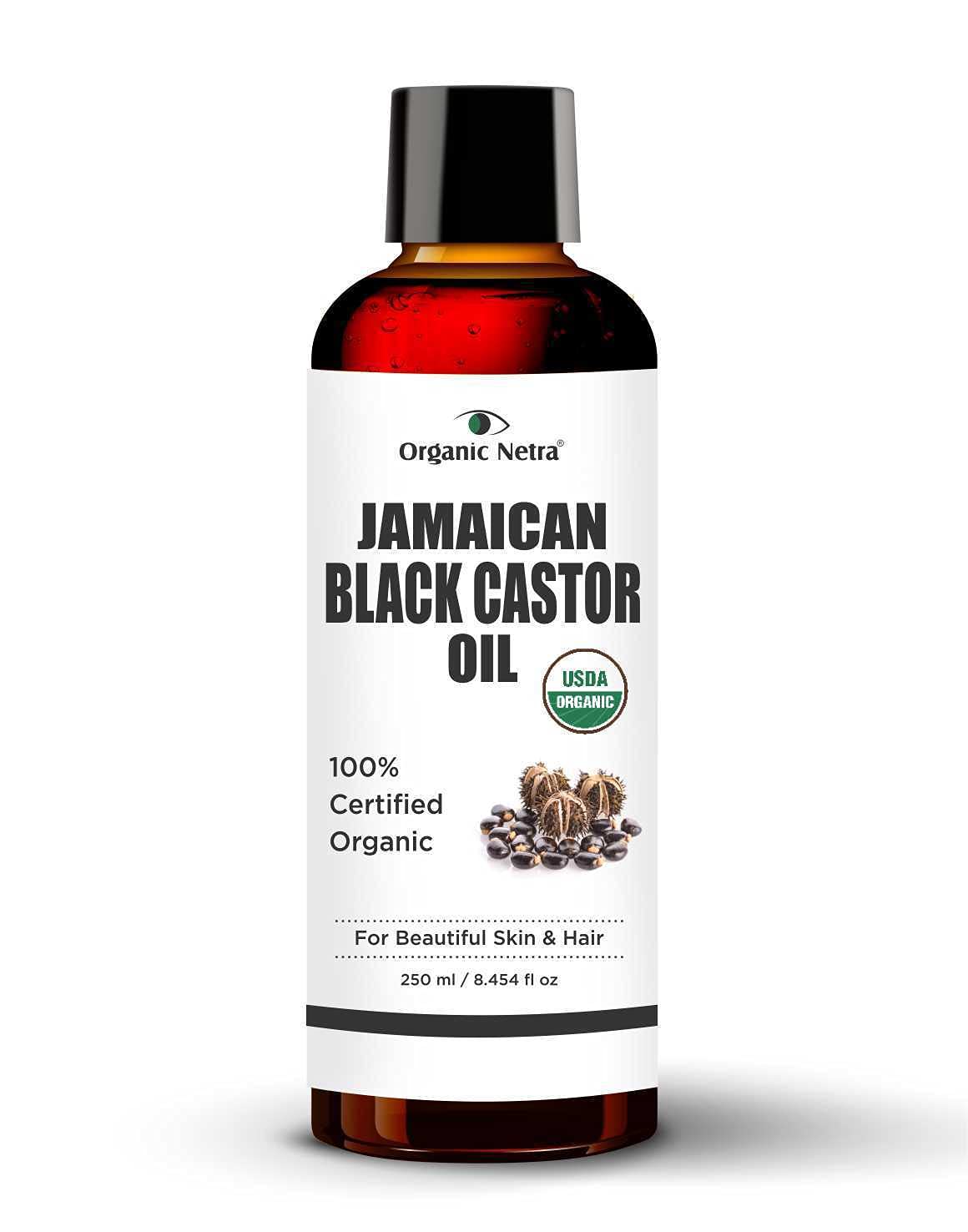 Organic Netra Cold Pressed Jamaican Black Castor Oil for Hair Growth | For healthy, thick and black hair | Reduces Acne Marks and fine lines | For…