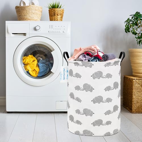 Image of Storage Bin, Canvas Fabric Collapsible Organizer Basket for Laundry Hamper,Toy Bins,Gift Baskets, Bedroom, Clothes,Baby Nursery (Full Love Elephant)