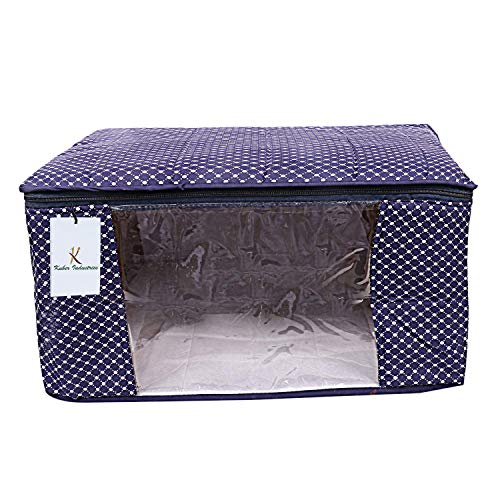 Image of Kuber Industries Cotton 2 Pieces Three Layer Quilted Extra Large Saree Cover (Blue)-CTKTC13481