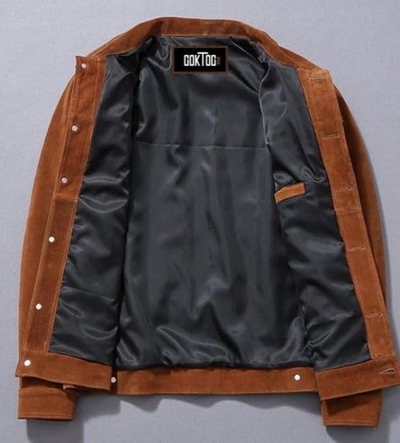 Mens Suede Leather Trucker Jacket, Suede Leather Shirt Jacket Men, Western Trucker Suede Leather Jacket Men2