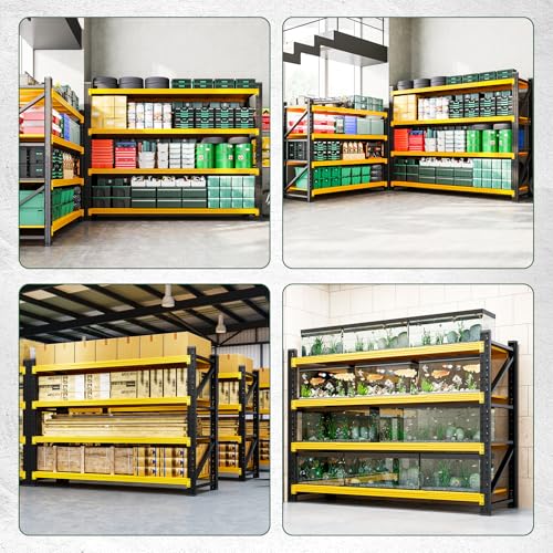Image of Letaya 4000LBS Heavy Duty Storage Shelves,70 inch H Metal Garage Shelving Units,4 Tier Large Tall Industrial Shelving,Adjustable Utility Rack Shelf for Warehouse,Basement (Yellow, 60 inch W x 24 inch D x 70 inch H)