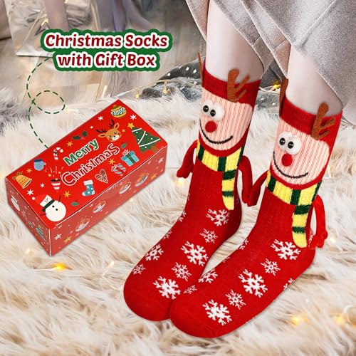 Itscolofy 4 Pairs Funny Christmas Socks, Magnetic Hand Holding Socks, Christmas Stocking Stuffers for Women Men Couples, White Elephant Exchange Gifts, Xmas Secret Santa Gag Gifts - image 2
