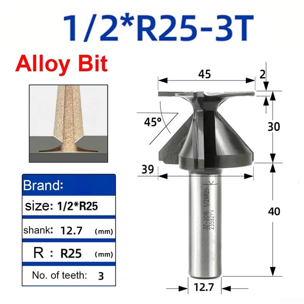 Nahtloser schwarzer Schneideisen-Bit, hitzebeständige Beschichtung, 1,27 cm Schaft, für gebogene Teile (R25)