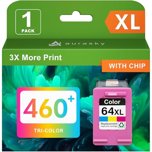 Image of 64XL Ink Cartridges Color Replacement for HP Ink 64XL 64 XL Compatible with Envy Photo 7800 7855 7858 7155 7120 7158 7100 7164 6200 6252 6255 Tango X Terra Printer (1 tri-Color)
