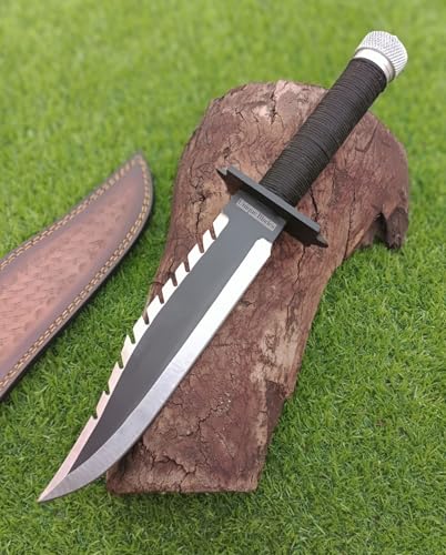 Unique Blades Rambos Knife Replica Full Tang 12-Inch Blade Sheath Handmade Hunting Camping Survival
