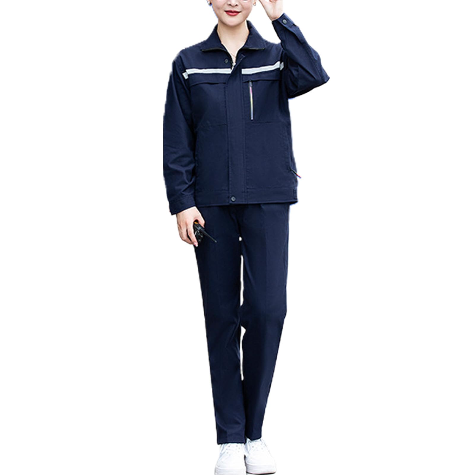 Mono De Manga Larga Trabajo Unisex Cuello De Solapa General/Standing Collar Workwear Set Chaqueta Y Pantalones Traje