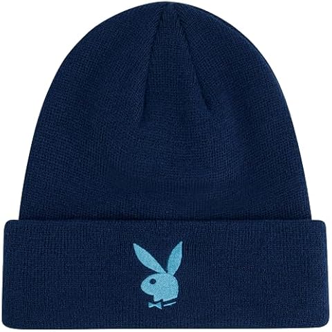 Concept One Playboy Beanie Hat, Cuffed Knit Winter Cap with Logo, Navy Cover