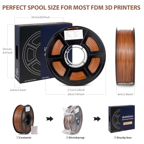 Image of ASA Filament 1.75mm, UV /Heat Resistant /Weather Resistant ASA 3D Printer Filament, Perfect for Printing Outdoor Functional Parts, Brown Filament 1kg(2.2lbs) Spool
