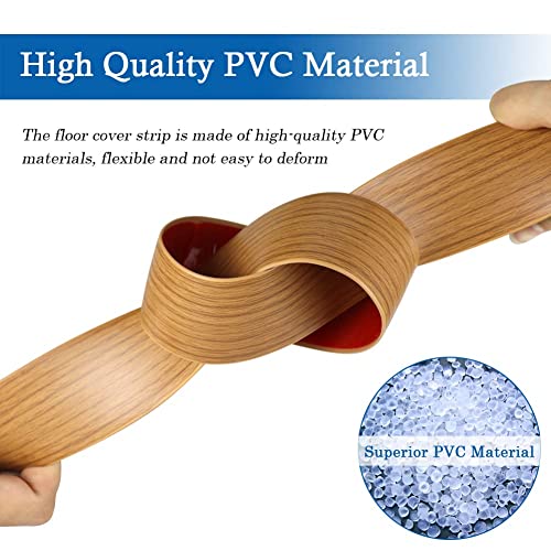 Floor Transition Strip Floor Cover Strips Self Adhesive Flooring Transitions Laminate Floor Strip 3" Wide Vinyl Floor Flat Divider Strip Elegant Wood Grain Design (7.6Cm, 3.3Ft, Light Brown) #TOP1