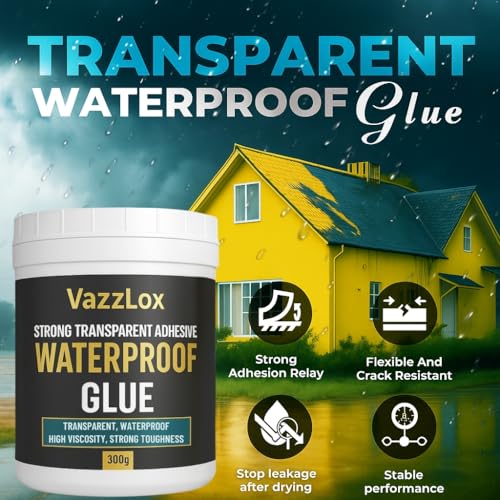 Image of VazzLox (Pack of 2) Waterproof Glue for Leakage Strong & Transparent Water Proof Glue Plus Brush Epoxy Resin for Water Proofing for Indoor & Outdoor Crack Seal Agent Roof Water Leakage Glue 300gm