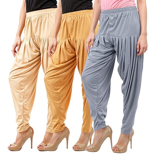 Image of Buy That Trendz Patiyala Pants for Women 3 Combo Patiyala Salwar Harem Viscose Bottoms Pants for Womens