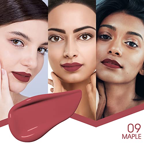 Image of Colors Queen Mattifying Non Transfer Liquid Lipstick - 09 Maple - 3g | Long Lasting Liquid Matte Lipstick | Transfer Proof & Waterproof Lipstick Enriched with Vitamin E & Almond Oil, Lasts up-to 18 Hours