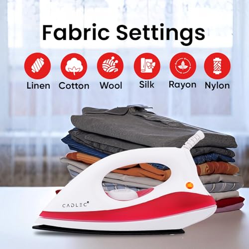 Image of Cadlec Advanced Lightweight Dry Iron with Non-Stick Teflon Coating | 1000W | Sleek Design | 2-Year Warranty