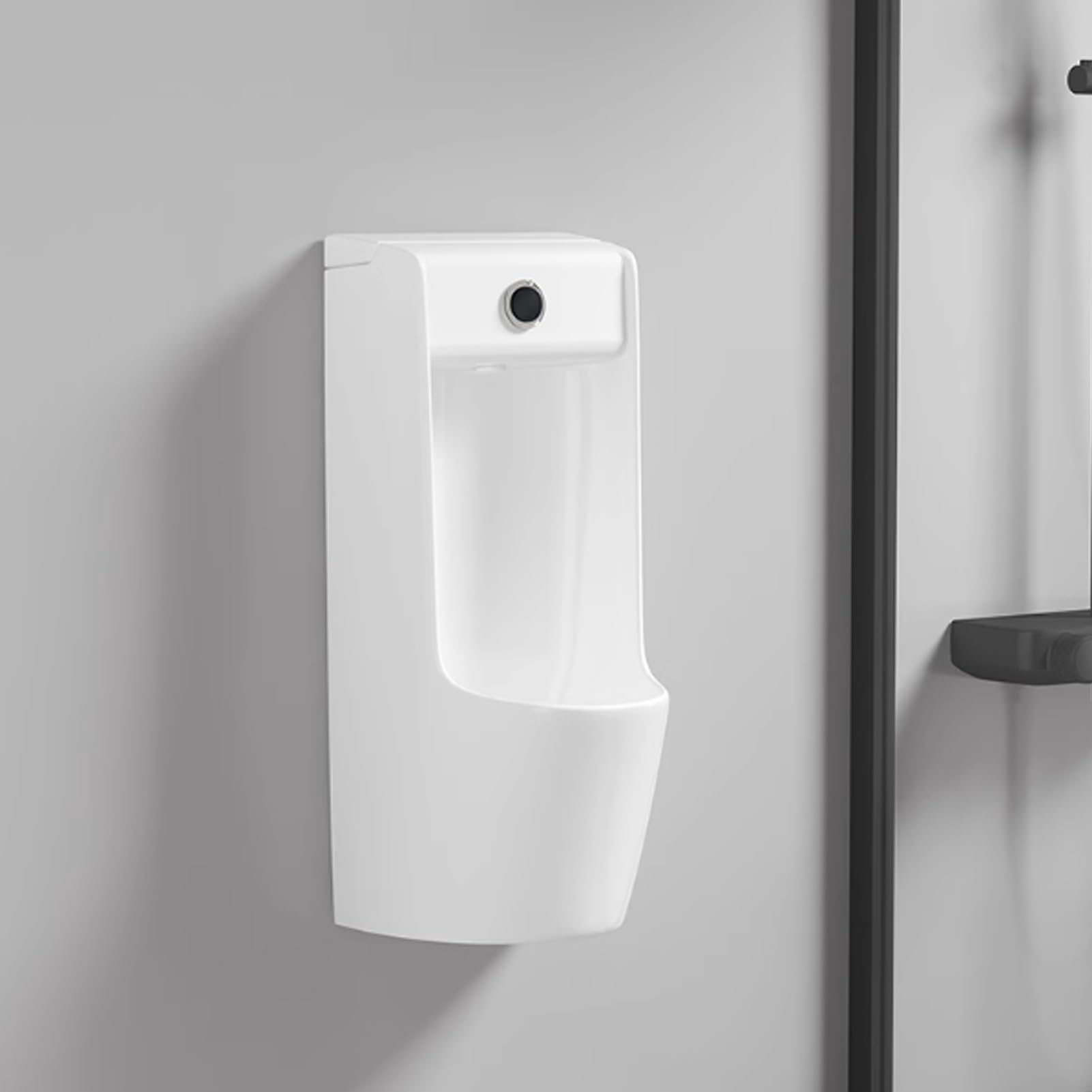 MESCXTY Commercial Washout Urinal,Wall-Mounted Ceramic Intelligent Sensor Flush Male Urinal Space-Saving(White)