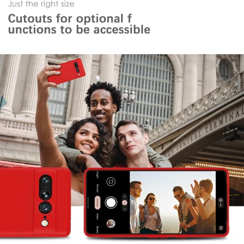 Image of YATWIN Silicone Back Case for Google Pixel 7 Pro, Soft-Touch Phone Back Cover for Google Pixel 7 Pro - Red