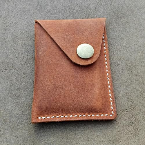 Handmade Slim Leather Business Card Holder, Minimalist Credit Card Wallet for Men and Women (Brown)3