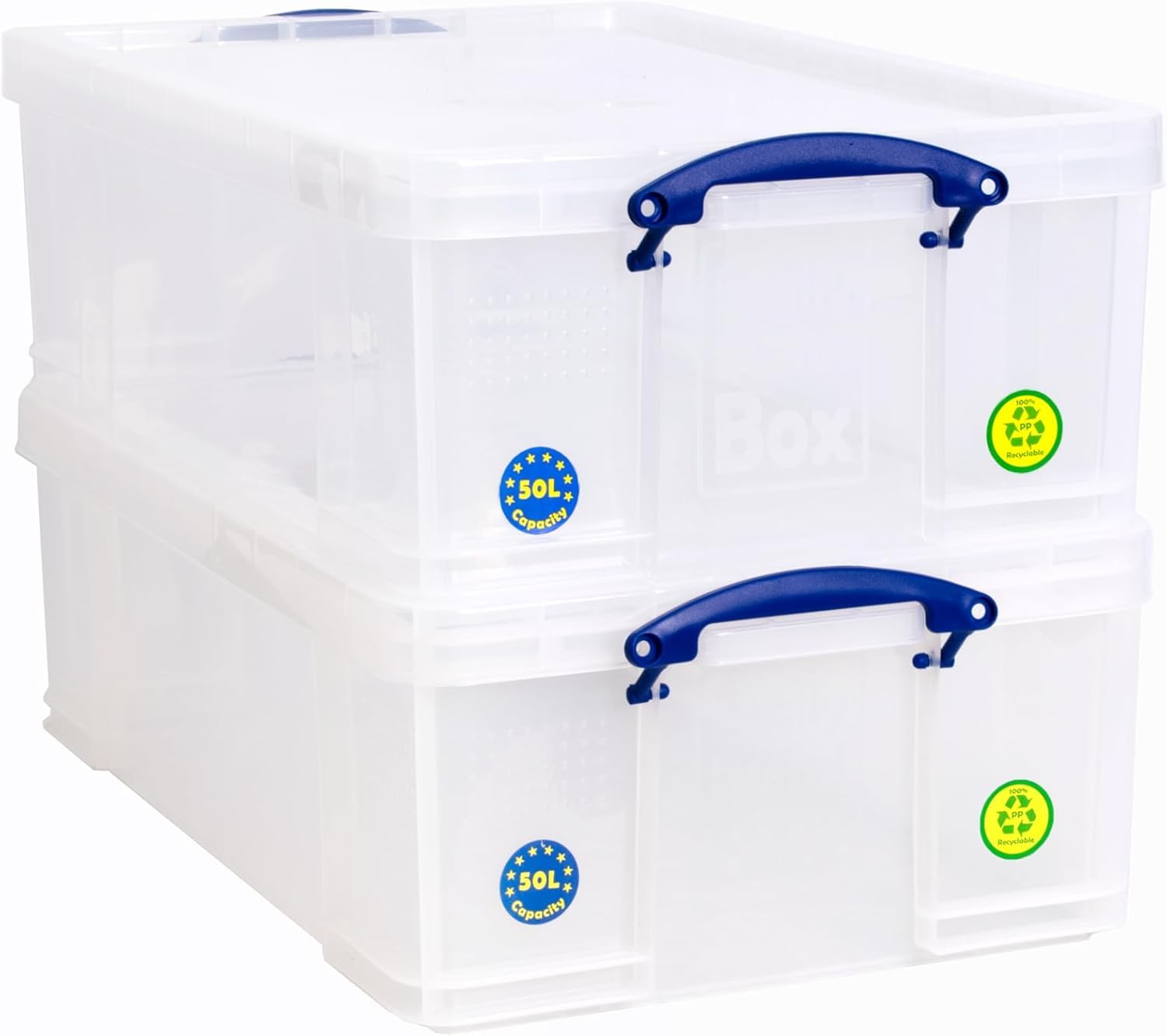 Pasha Traders Clear Really Useful Plastic Storage Box 50 Litre Pack Of 2