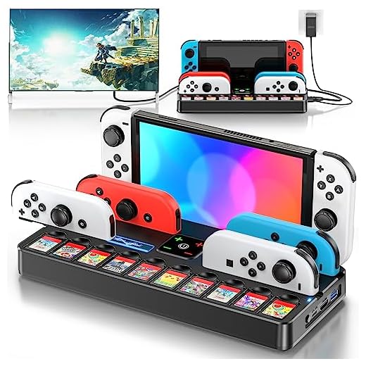 Kytok Switch Docking Station for TV and Joycon Controller Charger Compatible with Nintendo Switch, Switch Game Accessories Support 4k HD Video 1080P, Switch Charging Dock Station with 10 Game Slots
