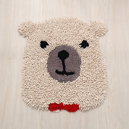 CKH Bear Grandpa Cotton Chenille Mat Doormat Padded Cartoon Children Bedside Mats (Color : Flesh color)