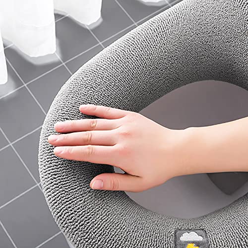 NO Toilettensitzbezug Waschbar 2 Stücke WC Sitzwärmer Toilettensitz Abdeckung Waschbar Toiletten Sitzbezug Toilettensitzkissen Weich Toilettenkissen für Universal Toilettensitz (Grau)