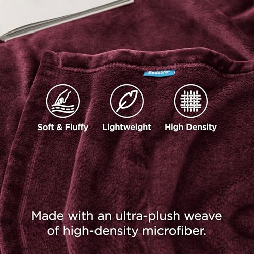 Image of Bedsure GentleSoft Fleece Blankets Queen Size Red - Bed Blanket Soft Lightweight Plush Fuzzy Cozy Luxury Microfiber, 90x90 inches