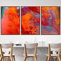 3 Piece Framed Canvas Wall Art Abstract Fluids 3D Abstract Abstract Brushstroke Contemporary - 16