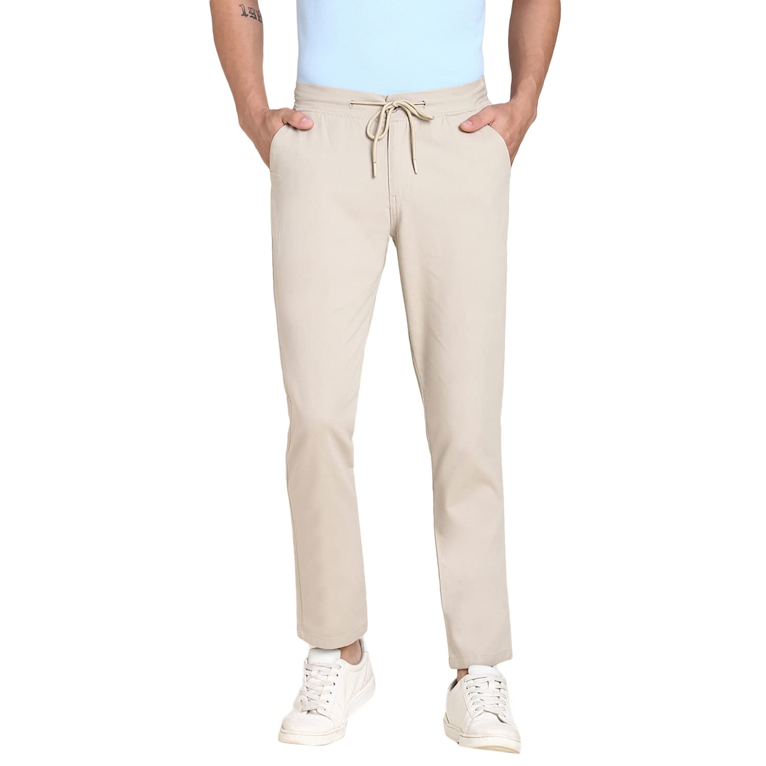 Buy Dennis Lingo Men's Cotton Regular Fit Solid Stretchable Chinos