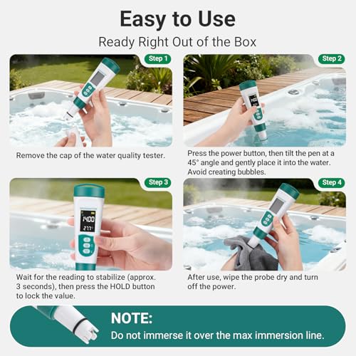 Image of 5-in-1 Digital Water Tester TDS Meter Auto Calibration for Pool & Aquarium | Portable Water Quality Testing Pen with EC pH Salinity Temperature and TDS Meter for Drinking Water, Fish Tank, Hydroponics