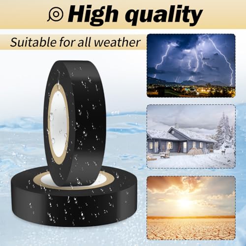 Image of Black Electrical Tape, Flame Retardant Indoor Outdoor Waterproof High Temperature Resistance Electric Tape for Most Domestic, Commercial, and Industrial Environments, 0.7 in X 42 ft, 10 Rolls