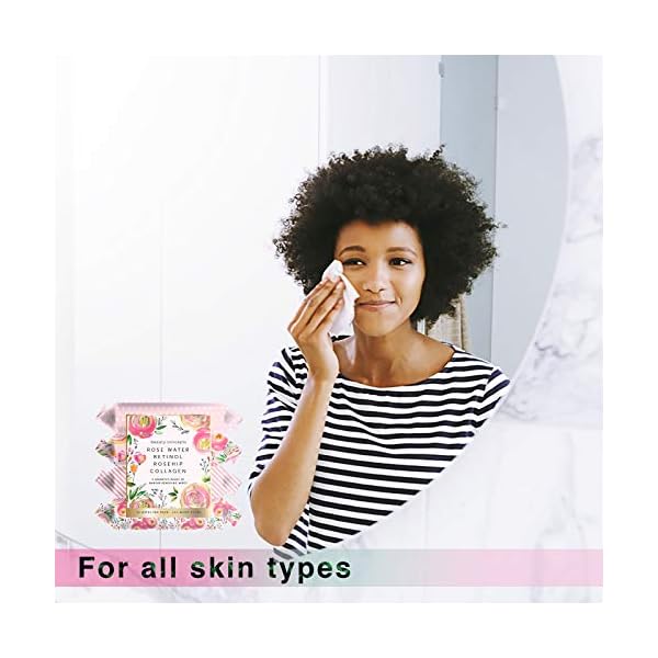 Beauty-Concepts-Facial-Wipe-Set-4-Packs-of-Face-Wipes-Makeup-Removing-Wipes-with-Rose-Water-Retinol-Rosehip-and-Collagen-Pink-Floral-Package Beauty Concepts Facial Wipe Set- 4 Packs of Face Wipes, Makeup Removing Wipes with Rose Water, Retinol, Rosehip, and Collagen, Pink Floral Package