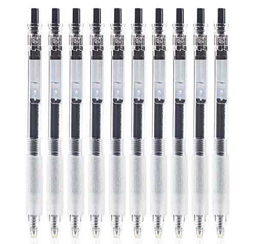 KACO KEYBO Retractable Gel Ink Pens 0.5mm Fine Point Comfort Grip (Black ink 10-pack)