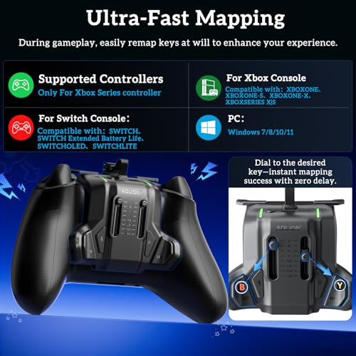 Image of Controller Paddles for Xbox Series X|S Controller, TanReginal Accessories with Remappable Paddles, FPS Enhancements, Precision Fit, Auto /Manual Turbo, 3-Speed Burst Rate, RGB Lighting Modes, 3-Level Vibration, Multi-Platform for Xbox, Switch, PC
