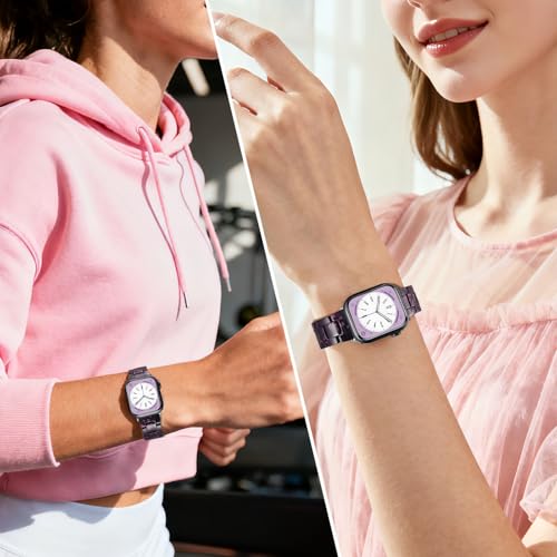 Image of CRIS-BAND Resin Bands Compatible with Apple Watch Series 11 /10 /9 /8 /7 Bands 46mm 45mm 44mm 42mm 41mm 40mm for Women, Strap for iWatch Ultra 3 /2 49mm Series 6 /5 /4 /3 /2 /1 /SE3 Slim Bracelet Wristband