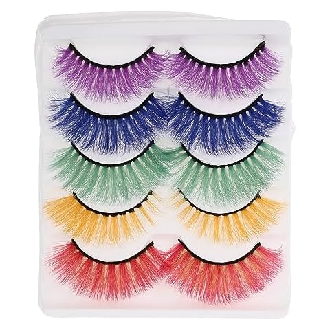 Lurrose 5 Pairs Colourful False Eyelashes for Parties Cover