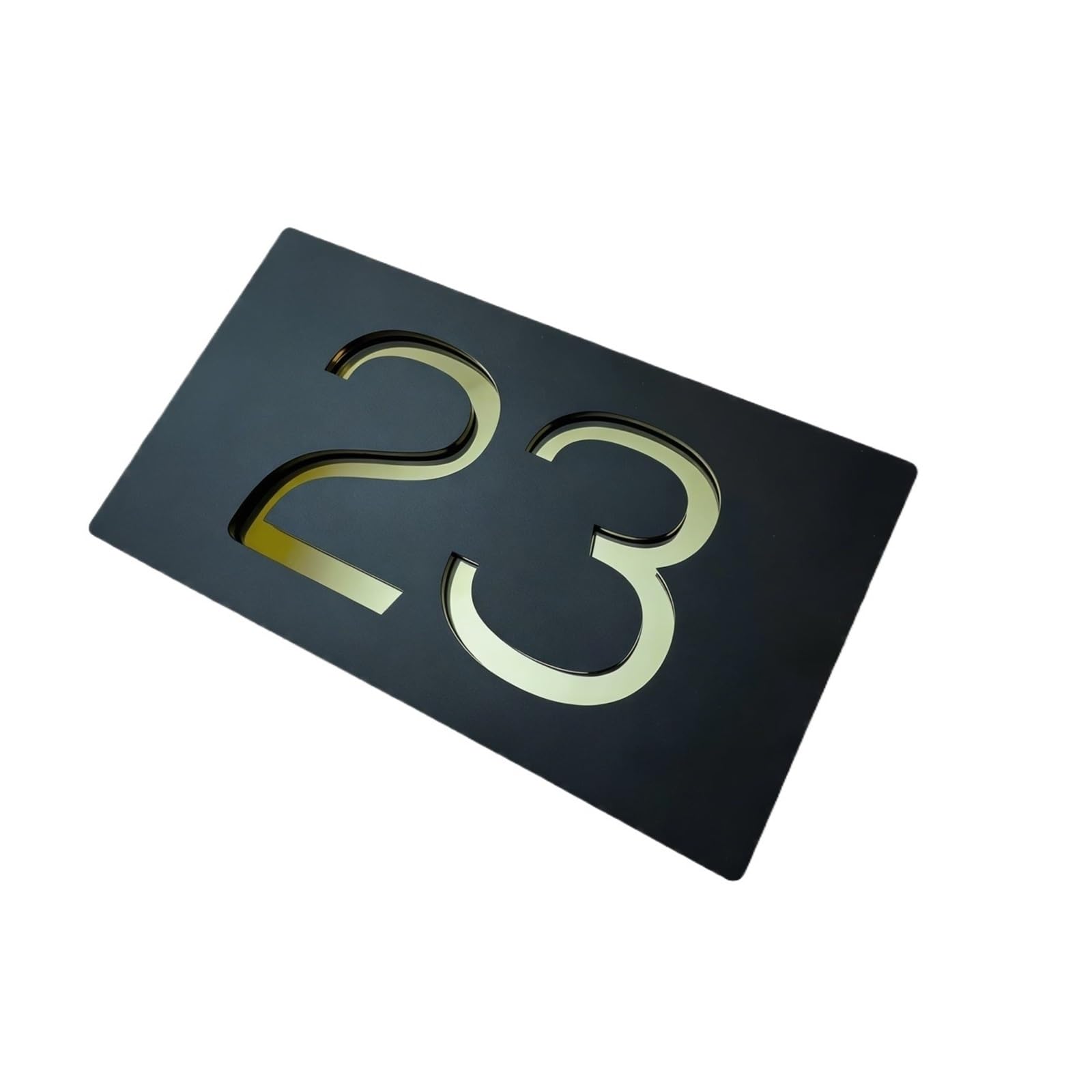 Letrero Acrílico Moderno for Números De Casa, Dirección Puerta, Calle, Letras 3D, Placas, Nombre Al Aire Libre, Placa Decorativa for El Hogar, 1 Ud(Black gold,14x20cm)