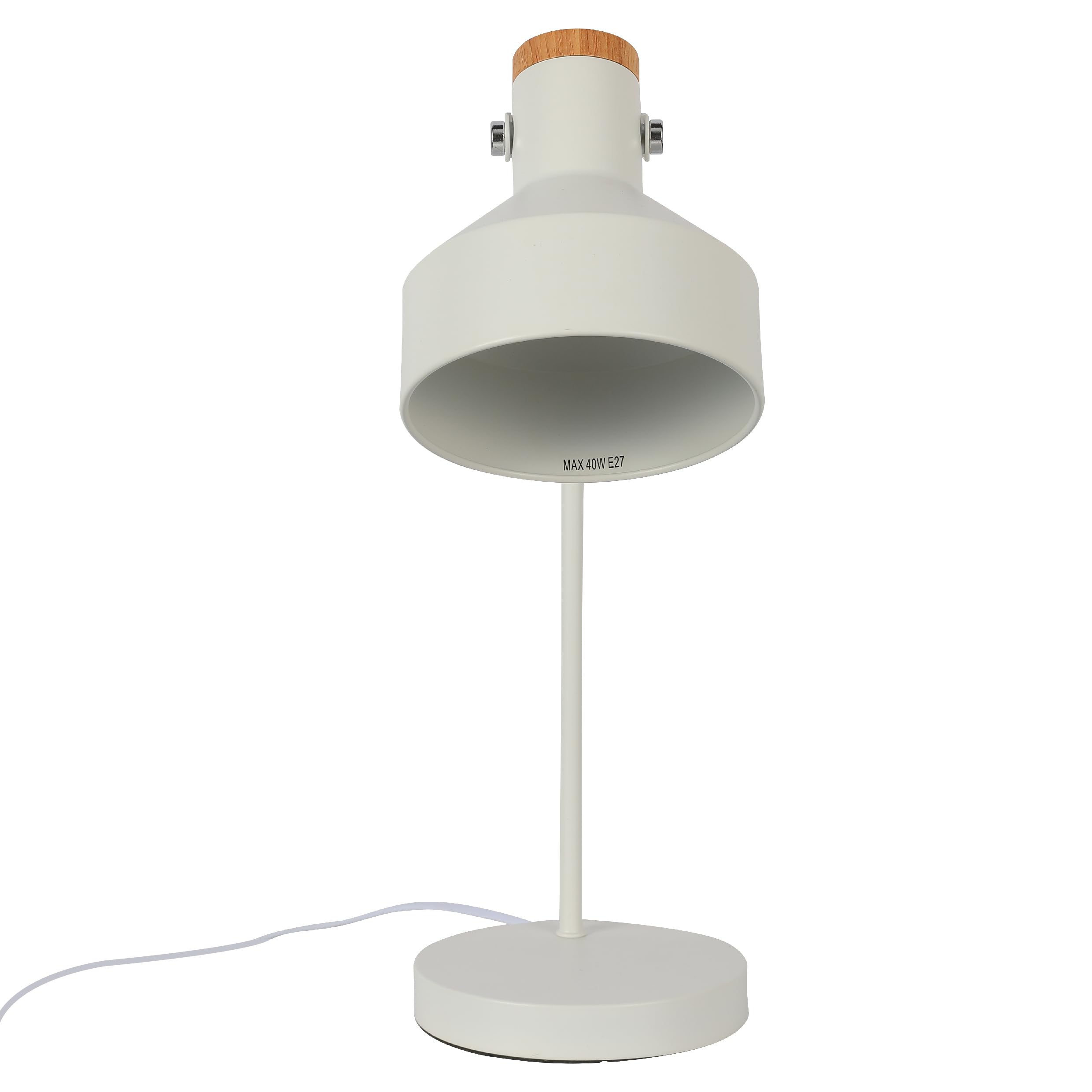 Tekled White Tekled® Led Desk Lamp | Modern Rotatable Table Light With Wood Accent | Replaceable E27 Edison Screw Bulb Holder | For Bedside Reading Home Office Work Architects Students