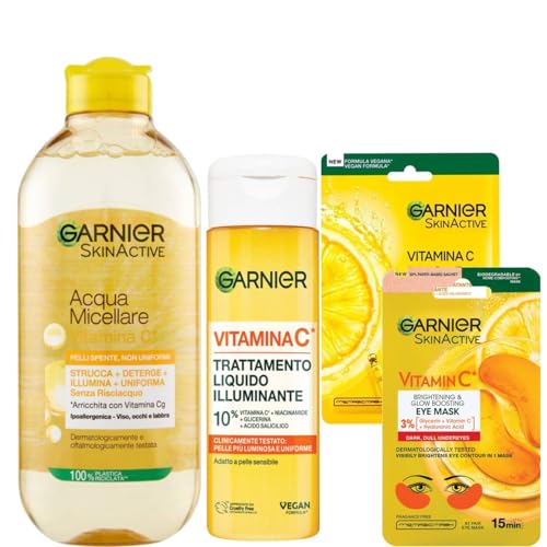 Garnier Vitamin C Flüssigbehandlung für das Gesicht geeignet für empfindliche Haut Vegane Formel 120 ml (Set Vitamin C)