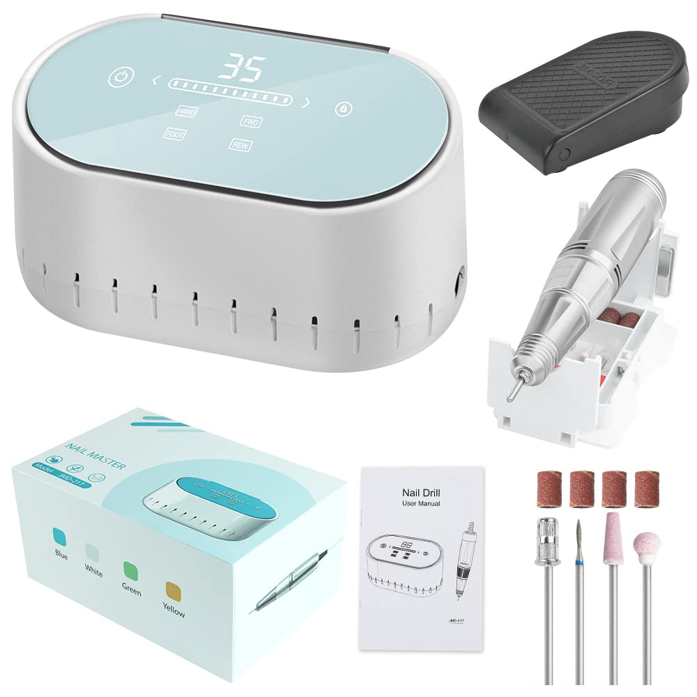brunson JMD-217 60W 35000 Rpm LCD Magnetic Absorption Storage Box Design Saves Space Electric E File Nail Drill Machine Finger Toe Nail Care Manicure Pedicure Machine Manicure Tool Nail Art File
